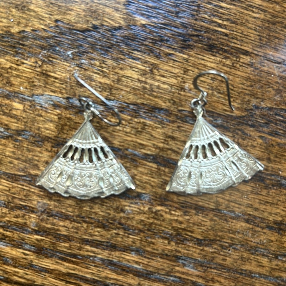 Oriental Fan  silver earrings